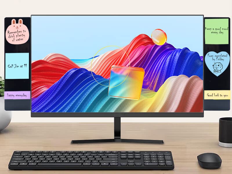 YOCOOLFUN 2 Pack Black Computer Monitor Memo Board for No Edge Monitors Monitor Sticky Note Holder Computer Monitor Message Board Top Mount Left and Right - Image 4